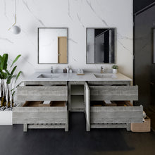 Load image into Gallery viewer, Fresca Formosa 72&quot; Floor Standing Double Sink Modern Bathroom Vanity w/ Open Bottom &amp; Mirrors in Ash- Fresca