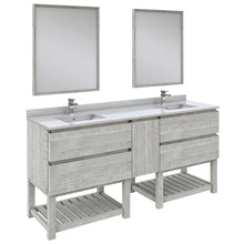 Load image into Gallery viewer, Fresca Formosa 72&quot; Floor Standing Double Sink Modern Bathroom Vanity w/ Open Bottom &amp; Mirrors in Ash- Fresca