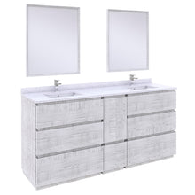 Load image into Gallery viewer, Fresca Formosa 72&quot; Floor Standing Double Sink Modern Bathroom Vanity w/ Mirrors in Rustic White- Fresca