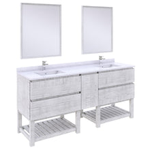 Load image into Gallery viewer, Fresca Formosa 72&quot; Floor Standing Double Sink Modern Bathroom Vanity w/ Open Bottom &amp; Mirrors in Rustic White- Fresca