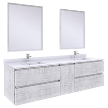 Load image into Gallery viewer, Fresca Formosa 72&quot; Wall Hung Double Sink Modern Bathroom Vanity w/ Mirrors in Rustic White- Fresca