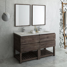 Load image into Gallery viewer, Fresca Formosa 60&quot; Floor Standing Double Sink Modern Bathroom Vanity w/ Open Bottom &amp; Mirrors- Fresca