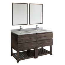 Load image into Gallery viewer, Fresca Formosa 60&quot; Floor Standing Double Sink Modern Bathroom Vanity w/ Open Bottom &amp; Mirrors- Fresca