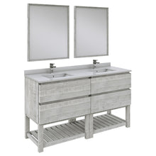 Load image into Gallery viewer, Fresca Formosa 60&quot; Floor Standing Double Sink Modern Bathroom Vanity w/ Open Bottom &amp; Mirrors in Ash- Fresca