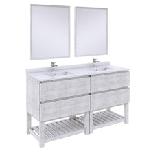 Load image into Gallery viewer, Fresca Formosa 60&quot; Floor Standing Double Sink Modern Bathroom Vanity w/ Open Bottom &amp; Mirrors in Rustic White- Fresca