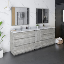 Load image into Gallery viewer, Fresca Formosa 84&quot; Floor Standing Double Sink Modern Bathroom Vanity w/ Mirrors in Ash- Fresca