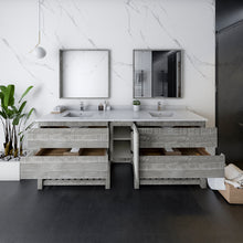 Load image into Gallery viewer, Fresca Formosa 84&quot; Floor Standing Double Sink Modern Bathroom Vanity w/ Open Bottom &amp; Mirrors in Ash- Fresca