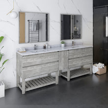 Load image into Gallery viewer, Fresca Formosa 84&quot; Floor Standing Double Sink Modern Bathroom Vanity w/ Open Bottom &amp; Mirrors in Ash- Fresca