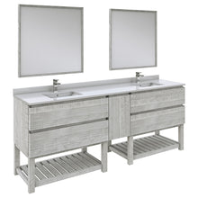 Load image into Gallery viewer, Fresca Formosa 84&quot; Floor Standing Double Sink Modern Bathroom Vanity w/ Open Bottom &amp; Mirrors in Ash- Fresca