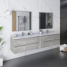 Load image into Gallery viewer, Fresca Formosa 84&quot; Wall Hung Double Sink Modern Bathroom Vanity w/ Mirrors in Ash- Fresca