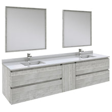 Load image into Gallery viewer, Fresca Formosa 84&quot; Wall Hung Double Sink Modern Bathroom Vanity w/ Mirrors in Ash- Fresca