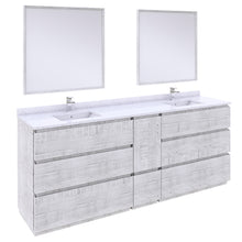Load image into Gallery viewer, Fresca Formosa 84&quot; Floor Standing Double Sink Modern Bathroom Vanity w/ Mirrors in Rustic White- Fresca