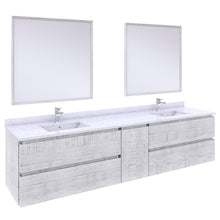 Load image into Gallery viewer, Fresca Formosa 84&quot; Wall Hung Double Sink Modern Bathroom Vanity w/ Mirrors in Rustic White- Fresca