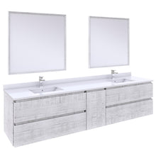 Load image into Gallery viewer, Fresca Formosa 84&quot; Wall Hung Double Sink Modern Bathroom Vanity w/ Mirrors in Rustic White- Fresca