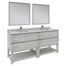 Load image into Gallery viewer, Fresca Formosa 72&quot; Floor Standing Double Sink Modern Bathroom Vanity w/ Open Bottom &amp; Mirrors in Ash- Fresca