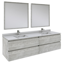 Load image into Gallery viewer, Fresca Formosa 72&quot; Wall Hung Double Sink Modern Bathroom Vanity w/ Mirrors in Ash- Fresca