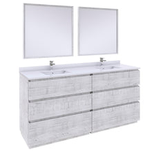 Load image into Gallery viewer, Fresca Formosa 72&quot; Floor Standing Double Sink Modern Bathroom Vanity w/ Mirrors in Rustic White- Fresca