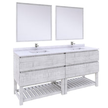 Load image into Gallery viewer, Fresca Formosa 72&quot; Floor Standing Double Sink Modern Bathroom Vanity w/ Open Bottom &amp; Mirrors in Rustic White- Fresca