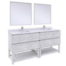 Load image into Gallery viewer, Fresca Formosa 72&quot; Floor Standing Double Sink Modern Bathroom Vanity w/ Open Bottom &amp; Mirrors in Rustic White- Fresca