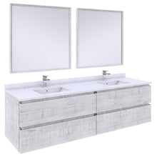 Load image into Gallery viewer, Fresca Formosa 72&quot; Wall Hung Double Sink Modern Bathroom Vanity w/ Mirrors in Rustic White- Fresca