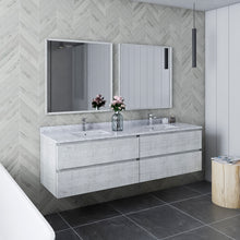 Load image into Gallery viewer, Fresca Formosa 72&quot; Wall Hung Double Sink Modern Bathroom Vanity w/ Mirrors in Rustic White- Fresca