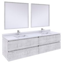 Load image into Gallery viewer, Fresca Formosa 72&quot; Wall Hung Double Sink Modern Bathroom Vanity w/ Mirrors in Rustic White- Fresca