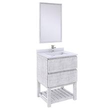 Load image into Gallery viewer, Fresca Formosa 24&quot; Floor Standing Modern Bathroom Vanity w/ Open Bottom &amp; Mirror in Rustic White- Fresca