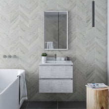 Load image into Gallery viewer, Fresca Formosa 24&quot; Wall Hung Modern Bathroom Vanity w/ Mirror in Rustic White- Fresca