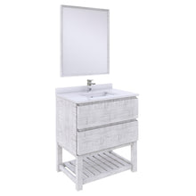 Load image into Gallery viewer, Fresca Formosa 30&quot; Floor Standing Modern Bathroom Vanity w/ Open Bottom &amp; Mirror in Rustic White- Fresca