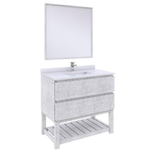 Load image into Gallery viewer, Fresca Formosa 36&quot; Floor Standing Modern Bathroom Vanity w/ Open Bottom &amp; Mirror in Rustic White- Fresca