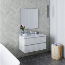 Load image into Gallery viewer, Fresca Formosa 36&quot; Wall Hung Modern Bathroom Vanity w/ Mirror in Rustic White- Fresca