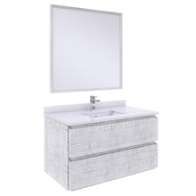 Load image into Gallery viewer, Fresca Formosa 36&quot; Wall Hung Modern Bathroom Vanity w/ Mirror in Rustic White- Fresca