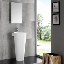 Load image into Gallery viewer, Fresca Messina 16&quot; White Pedestal Sink w Medicine Cabinet - Modern Bathroom Vanity- Fresca