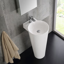 Load image into Gallery viewer, Fresca Messina 16&quot; White Pedestal Sink w Medicine Cabinet - Modern Bathroom Vanity- Fresca
