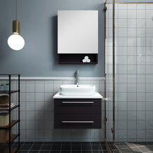 Load image into Gallery viewer, Fresca Lucera 24&quot; Espresso Wall Hung Vessel Sink Modern Bathroom Vanity w/ Medicine Cabinet- Fresca