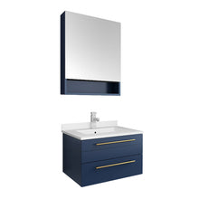 Load image into Gallery viewer, Fresca Lucera 24&quot; Royal Blue Wall Hung Undermount Sink Modern Bathroom Vanity w/ Medicine Cabinet- Fresca
