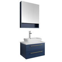 Load image into Gallery viewer, Fresca Lucera 24&quot; Royal Blue Wall Hung Vessel Sink Modern Bathroom Vanity w/ Medicine Cabinet- Fresca