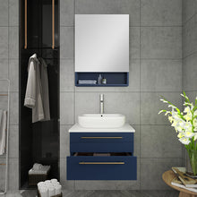 Load image into Gallery viewer, Fresca Lucera 24&quot; Royal Blue Wall Hung Vessel Sink Modern Bathroom Vanity w/ Medicine Cabinet- Fresca
