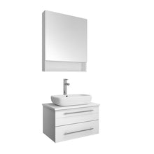 Load image into Gallery viewer, Fresca Lucera 24&quot; White Wall Hung Vessel Sink Modern Bathroom Vanity w/ Medicine Cabinet- Fresca