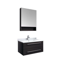 Load image into Gallery viewer, Fresca Lucera 30&quot; Espresso Wall Hung Undermount Sink Modern Bathroom Vanity w/ Medicine Cabinet- Fresca