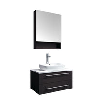Load image into Gallery viewer, Fresca Lucera 30&quot; Espresso Wall Hung Vessel Sink Modern Bathroom Vanity w/ Medicine Cabinet- Fresca