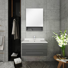 Load image into Gallery viewer, Fresca Lucera 30&quot; Gray Wall Hung Undermount Sink Modern Bathroom Vanity w/ Medicine Cabinet- Fresca