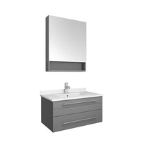 Load image into Gallery viewer, Fresca Lucera 30&quot; Gray Wall Hung Undermount Sink Modern Bathroom Vanity w/ Medicine Cabinet- Fresca