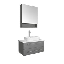 Load image into Gallery viewer, Fresca Lucera 30&quot; Gray Wall Hung Vessel Sink Modern Bathroom Vanity w/ Medicine Cabinet- Fresca