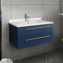 Load image into Gallery viewer, Fresca Lucera 30&quot; Royal Blue Wall Hung Undermount Sink Modern Bathroom Vanity w/ Medicine Cabinet- Fresca