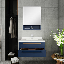 Load image into Gallery viewer, Fresca Lucera 30&quot; Royal Blue Wall Hung Undermount Sink Modern Bathroom Vanity w/ Medicine Cabinet- Fresca