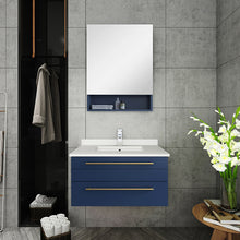 Load image into Gallery viewer, Fresca Lucera 30&quot; Royal Blue Wall Hung Undermount Sink Modern Bathroom Vanity w/ Medicine Cabinet- Fresca