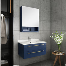 Load image into Gallery viewer, Fresca Lucera 30&quot; Royal Blue Wall Hung Undermount Sink Modern Bathroom Vanity w/ Medicine Cabinet- Fresca