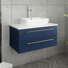 Load image into Gallery viewer, Fresca Lucera 30&quot; Royal Blue Wall Hung Vessel Sink Modern Bathroom Vanity w/ Medicine Cabinet- Fresca