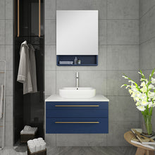 Load image into Gallery viewer, Fresca Lucera 30&quot; Royal Blue Wall Hung Vessel Sink Modern Bathroom Vanity w/ Medicine Cabinet- Fresca